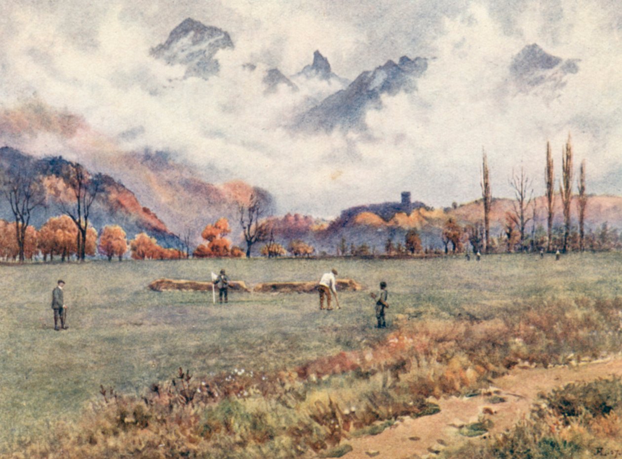 Montreux Golf Club Links at Aigle, JHL (színes litográfia) alkotó: J. Hardwicke Lewis