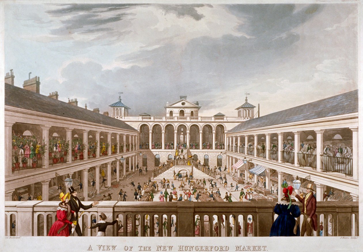 „A View of the New Hungerford Market”, Westminster, London, 1833 alkotó: J Harris