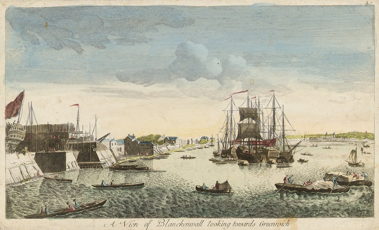 Blackwall kilátása Greenwich felé alkotó: J. Heudelot