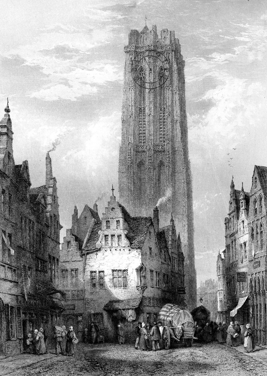 Malines Mechelen katedrális, Antwerpen, Belgium, 19. század. alkotó: J. J. Crew