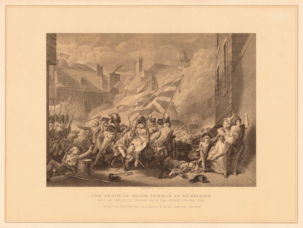 Peirson őrnagy halála St. Heliersben, 1781-1878 alkotó: J. J. Crew