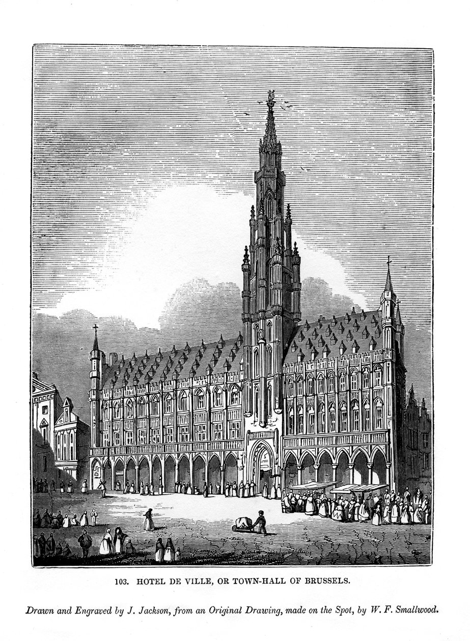 Hotel de Ville, vagyis Brüsszel városháza, 1843 alkotó: J. Jackson