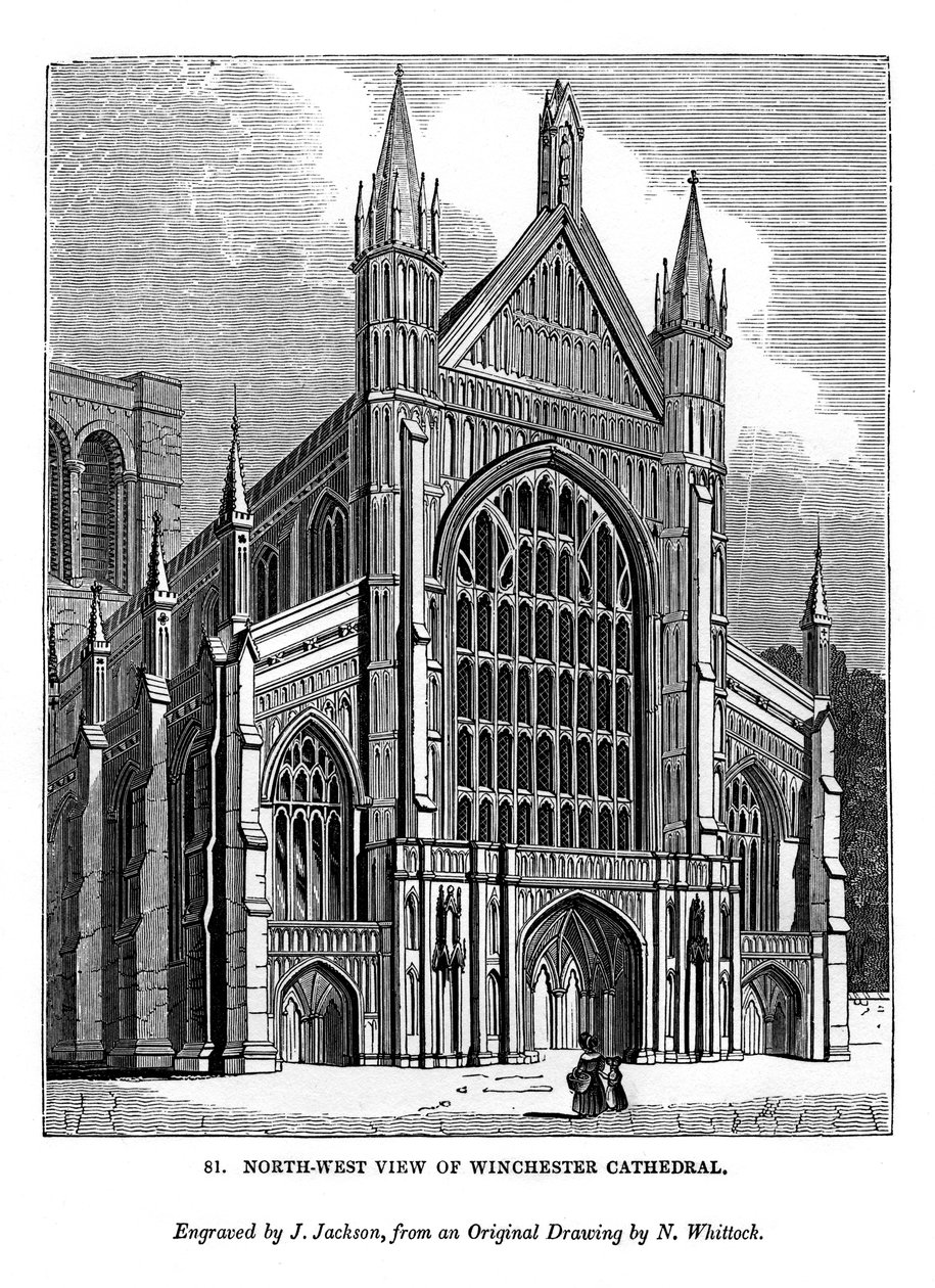 A winchesteri katedrális északnyugati nézete, 1843 alkotó: J. Jackson