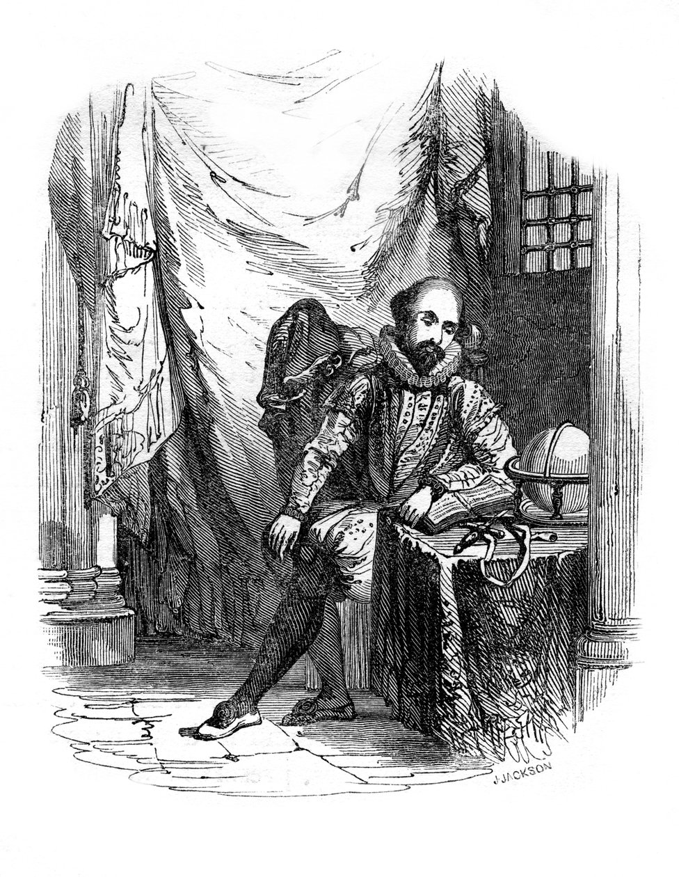 Sir Walter Raleigh a londoni Towerben, 1603-1616, 1836. alkotó: J. Jackson