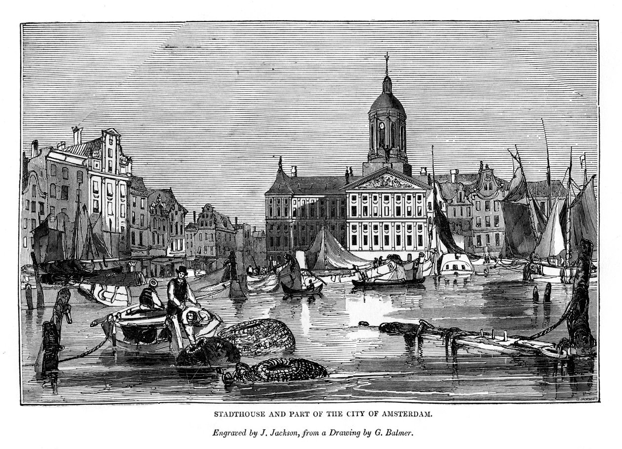 Stadthouse és Amszterdam városának egy része, 1843 alkotó: J. Jackson