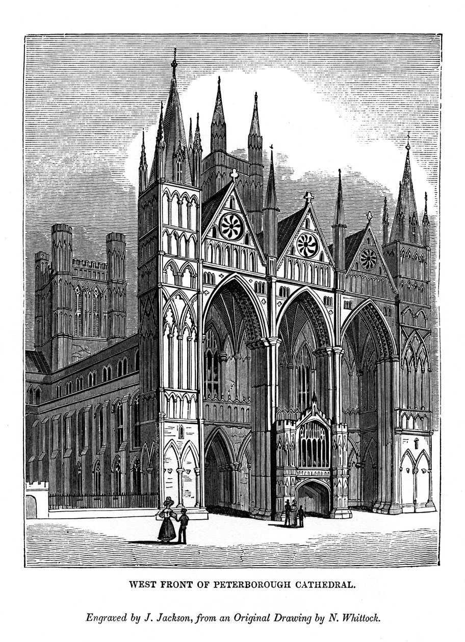 A Peterborough-i székesegyház nyugati frontja, 1843 alkotó: J. Jackson
