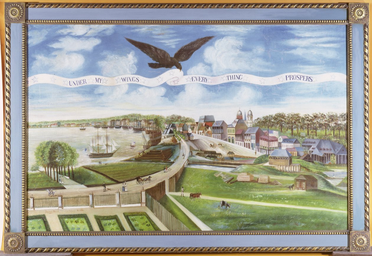 New Orleans látképe a Marigny ültetvényről, 1803 alkotó: J. L. Bouquet de Woiseri