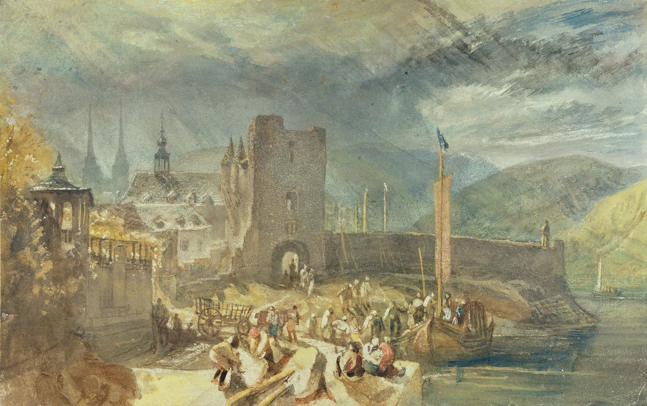 Boppard képe, alakokkal a folyóparton alkotó: J. M. W. and Wyatt James Turner