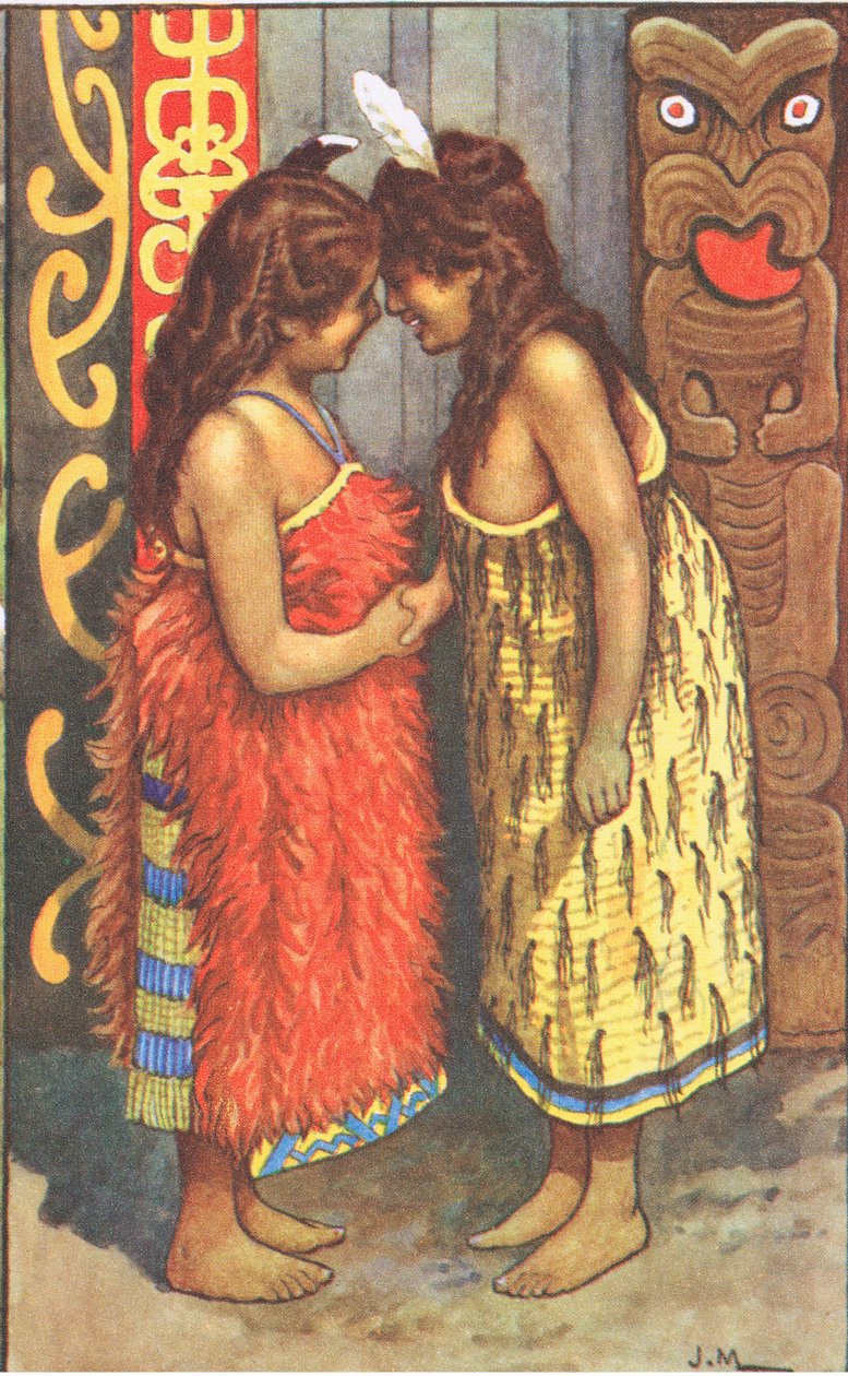 Maori lányok, MacMillan iskolai plakátokról, 1950-60-as évek (színes litho) alkotó: J. Macfarlane