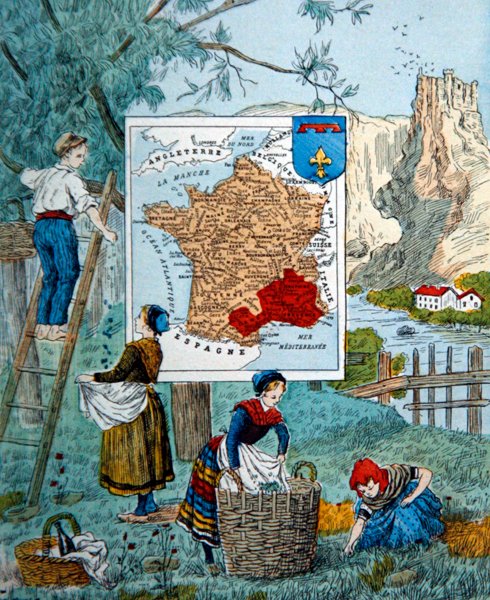 Provence, illusztráció a „Le Tour de France”-hoz, Marie de Grandmaisontól alkotó: J. Maurel