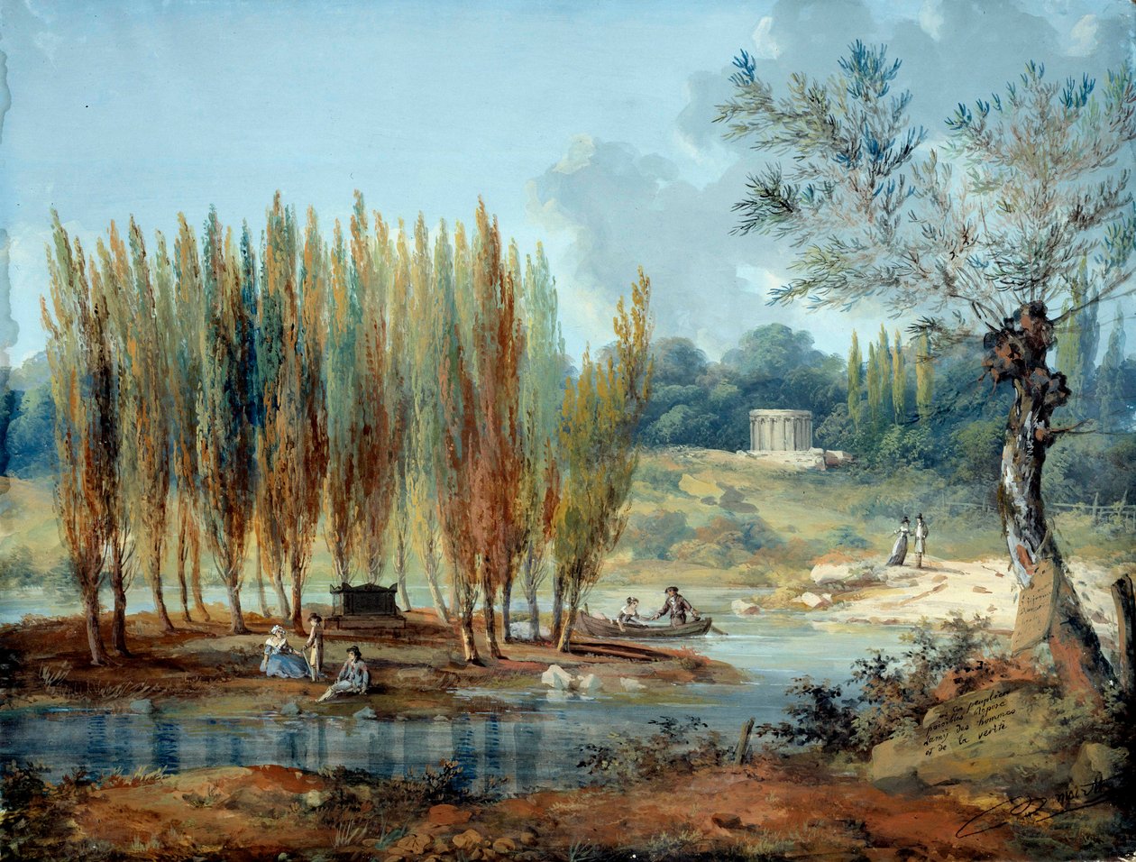 Kilátás Jean Jacques Rousseau (1712-1778) svájci filozófus Ermenonville-ben (Oise) található sírjára J. Moreth festménye (18. század) Párizsi Carnavalet múzeum alkotó: J. Moreth