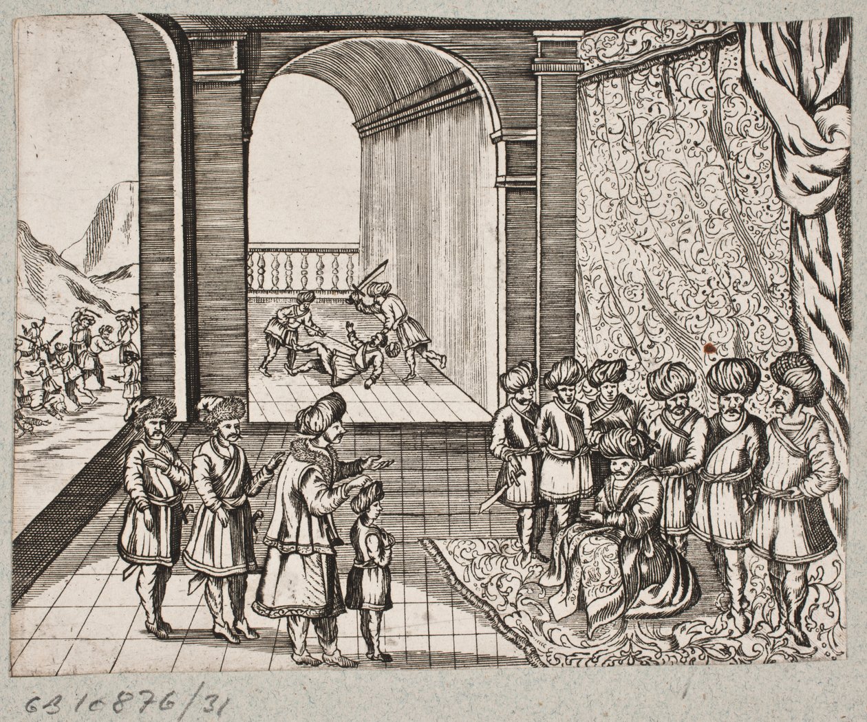Illusztráció Adam Oleariushoz, „Perzsa Rosenthal, Schich Saadi leleményes költője […]”, Schleswig 1660 alkotó: J. Muller