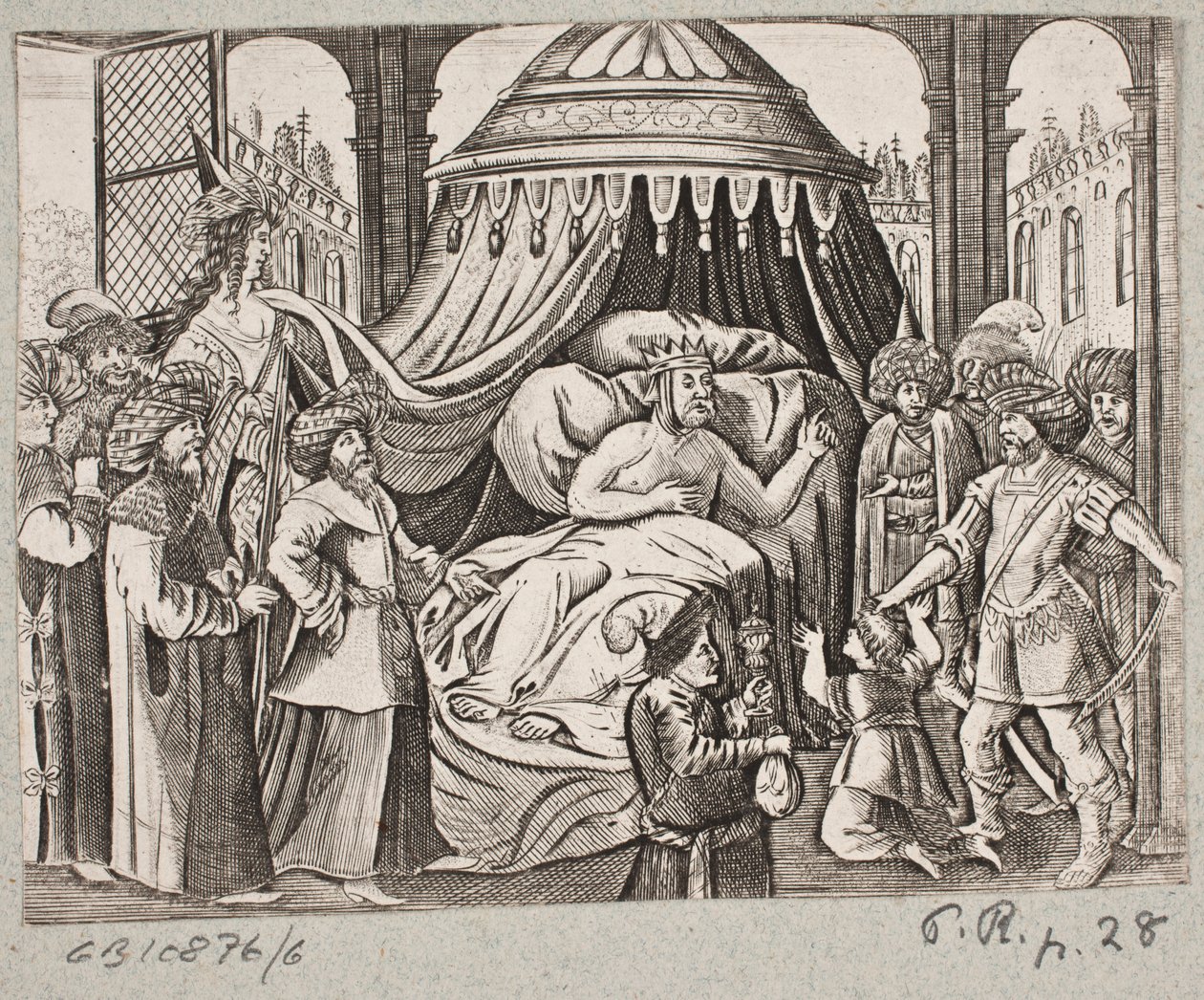 Illusztráció Adam Oleariushoz, „Perzsa Rosenthal, Schich Saadi leleményes költője […]”, Schleswig 1660 alkotó: J. Muller