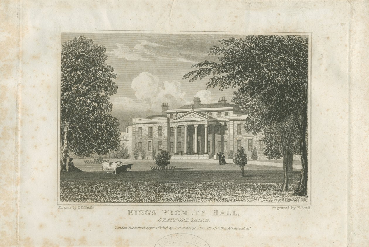 Kings Bromley Hall: metszet, nd [c 1828] (nyomtatás) alkotó: John Preston Neale