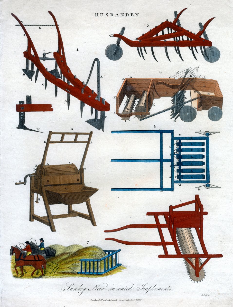 „Különféle újonnan feltalált munkaeszközök”, 1810. alkotó: J Pass