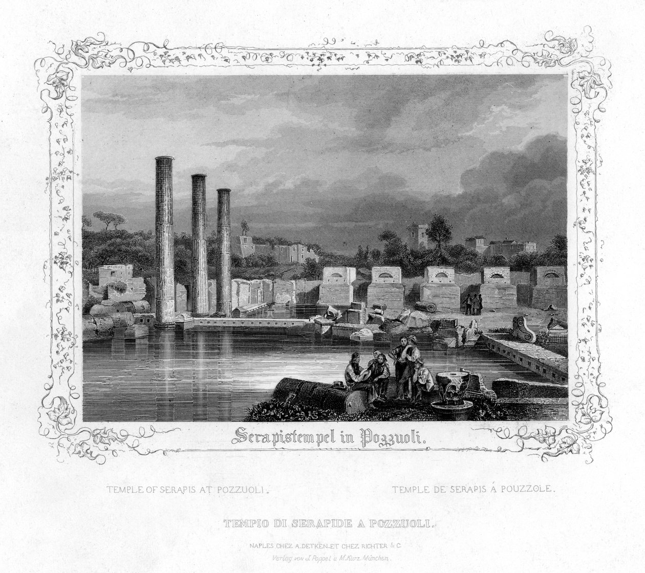 Serapis temploma Pozzuoliban, Olaszországban, 19. század alkotó: J. Poppel