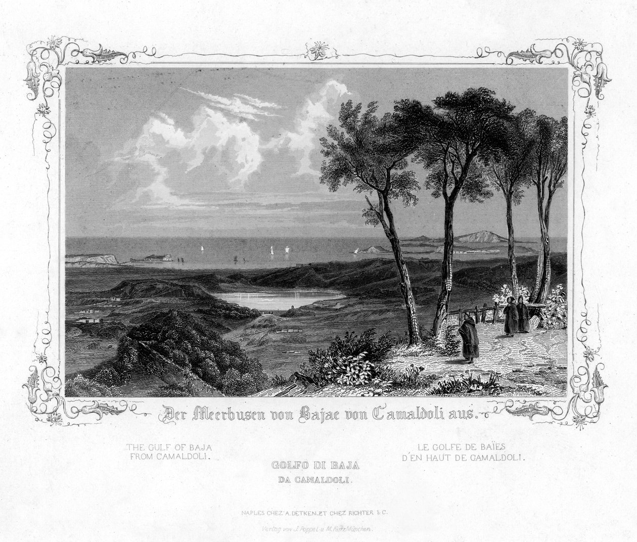 A Bajai-öböl Camaldoliból, Olaszországból, 19. század alkotó: J. Poppel