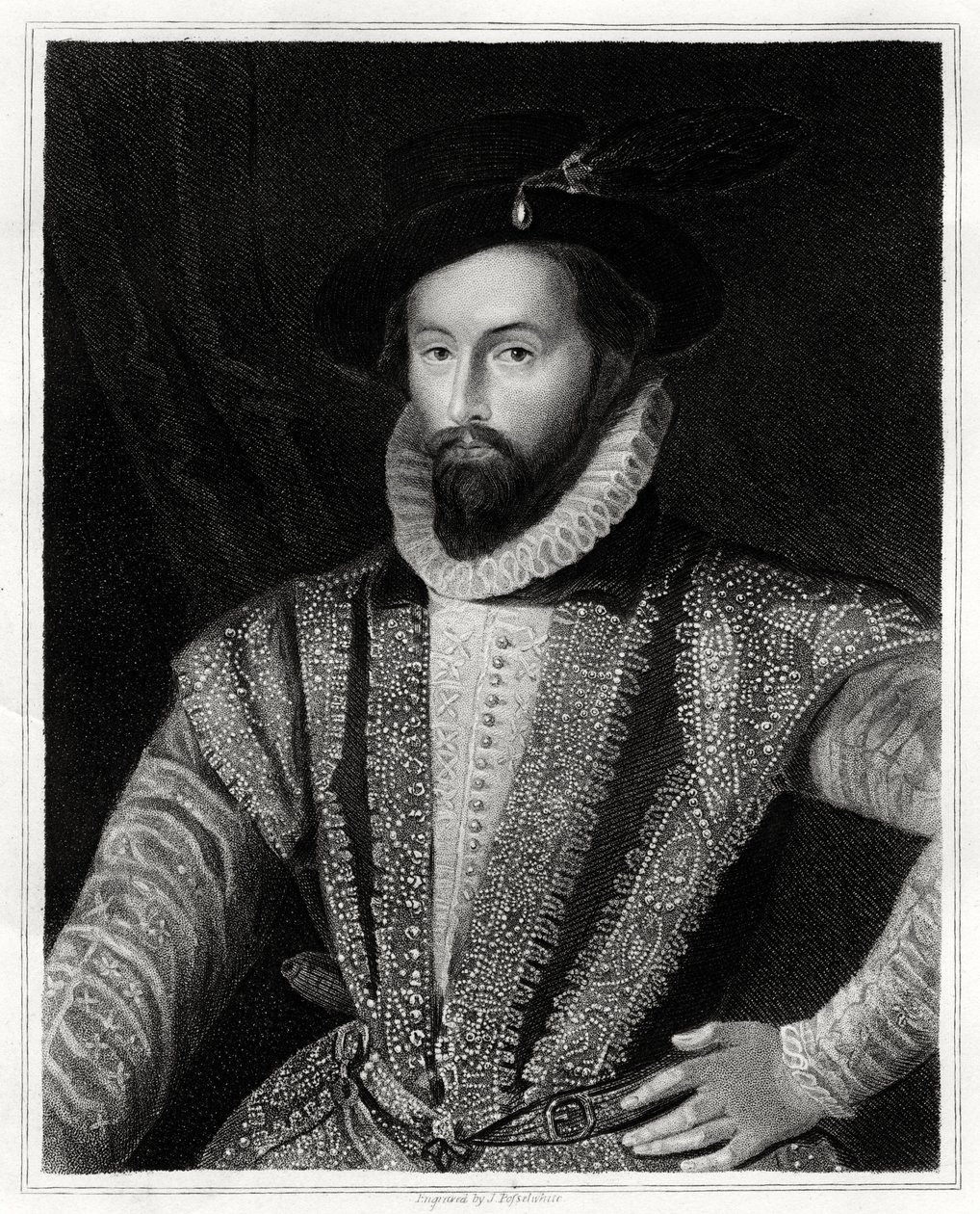 Sir Walter Raleigh, 1860 alkotó: J. Posselwhite