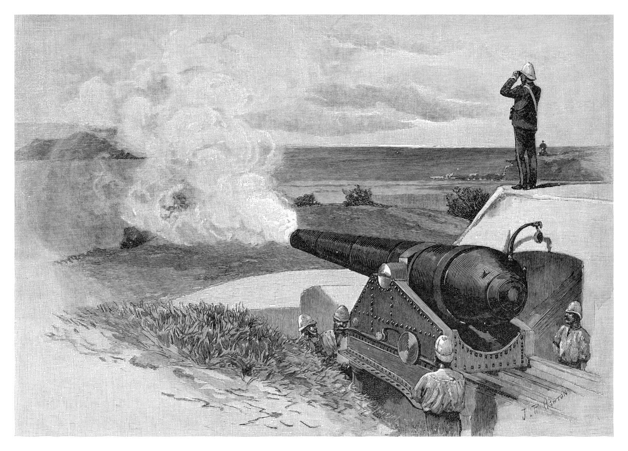 25 tonnás fegyver a Middle Head-ben, Sydney, Új-Dél-Wales, Ausztrália, 1886. alkotó: J. R. Ashton