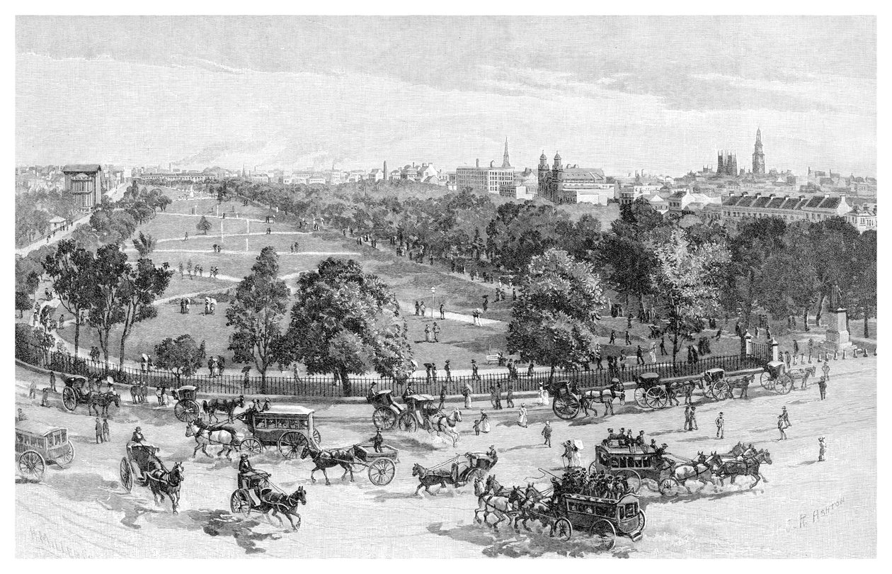 Hyde Park, Sydney, Új-Dél-Wales, Ausztrália, 1886. alkotó: J. R. Ashton