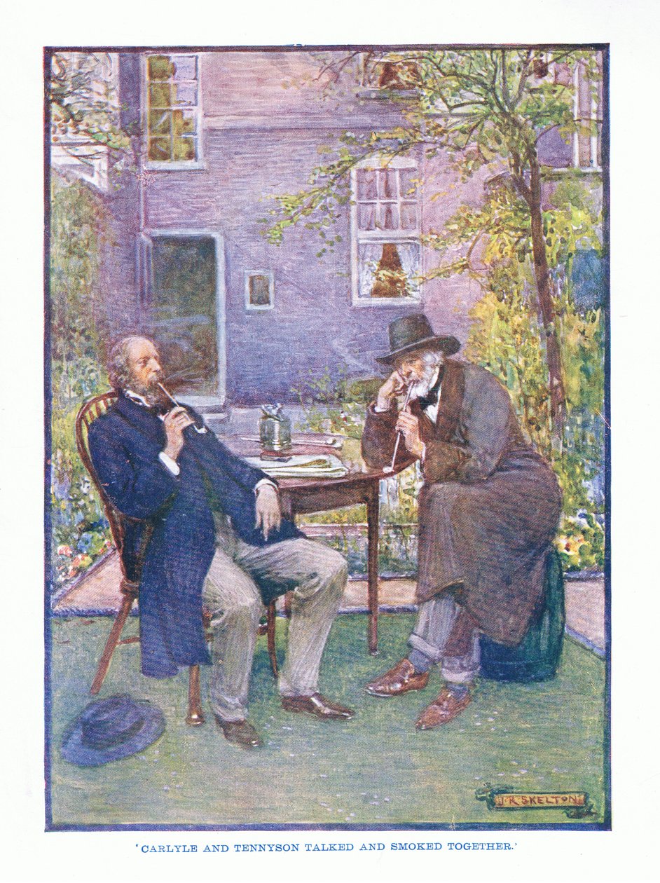 Carlyle és Tennyson együtt beszélgettek és dohányoztak, az English Literature pub. by T C & EC Jack, 1920 körül alkotó: J. R. Skelton