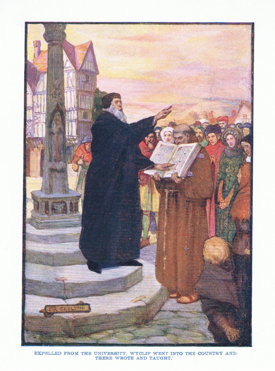 Az egyetemről kizárva Wyclif az országba ment, és ott írt és tanított az English Literature pub. by T C & EC Jack, 1920 körül alkotó: J. R. Skelton