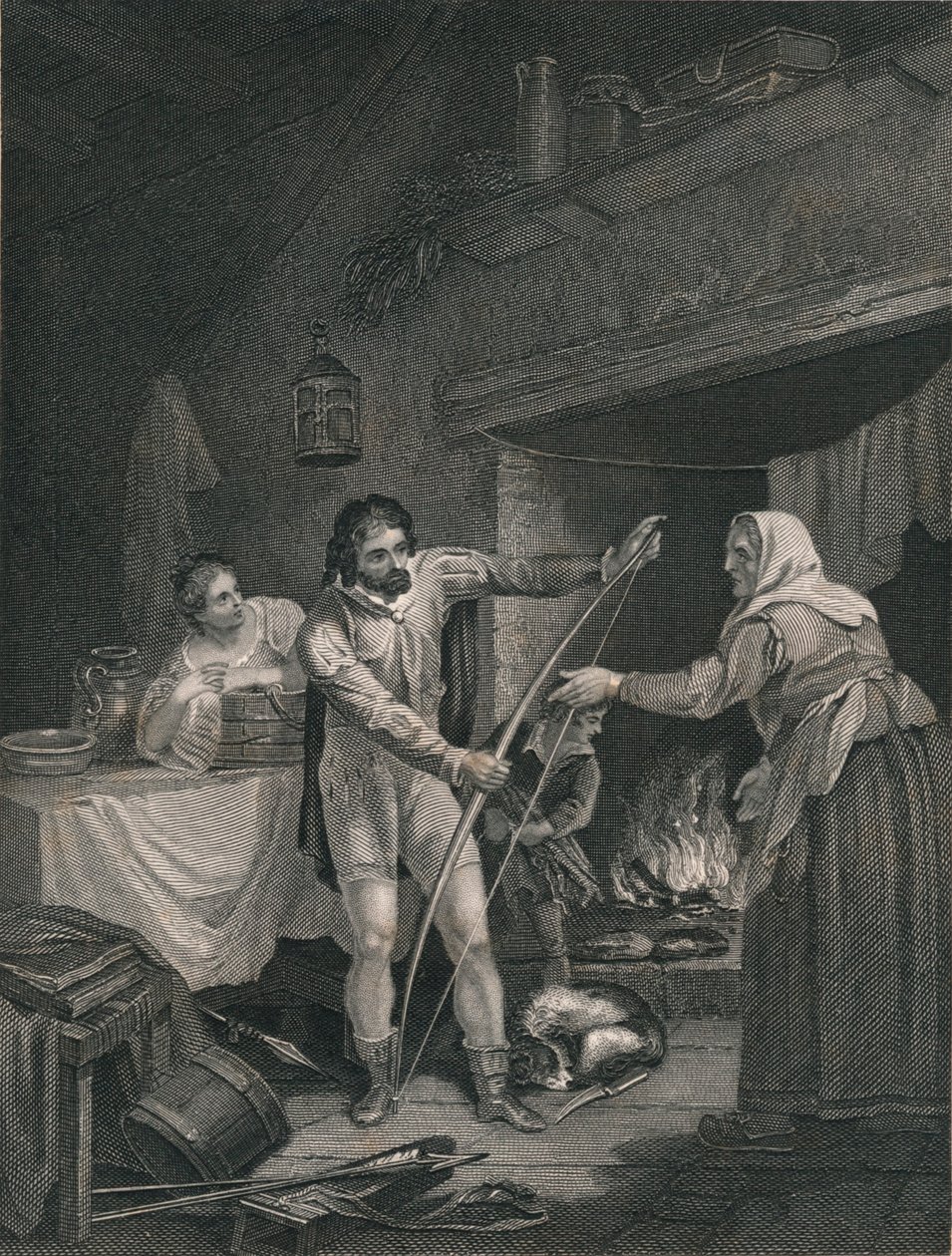 Alfréd a neatherds kunyhóban, 19. század közepe. alkotó: J. Rogers