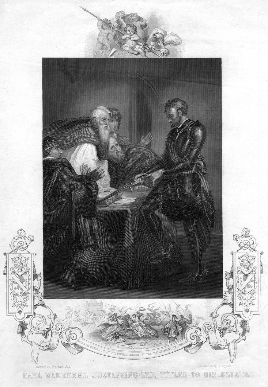 Warenne gróf igazolta birtokai címét alkotó: J. Rogers