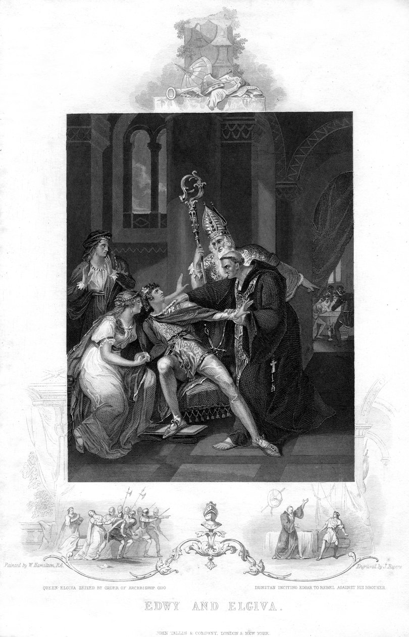 Edwy és Elgiva, 19. század alkotó: J. Rogers