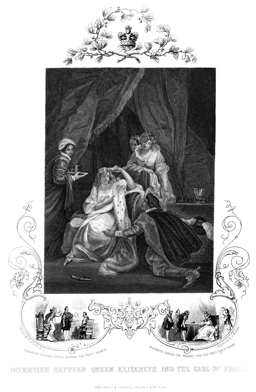 Interjú Erzsébet királynő és Essex grófja között, 19. század. alkotó: J. Rogers