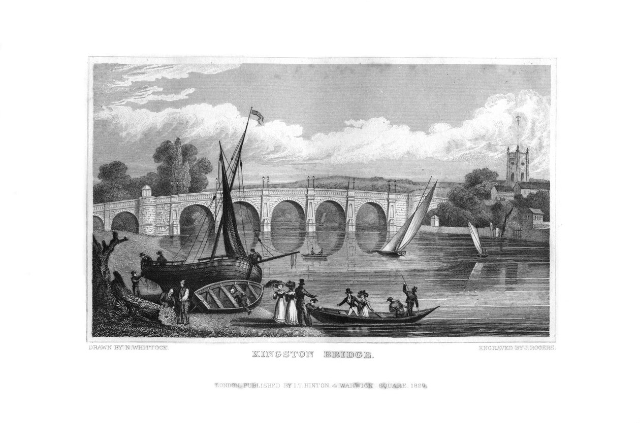Kingston Bridge, London, 1829. alkotó: J. Rogers