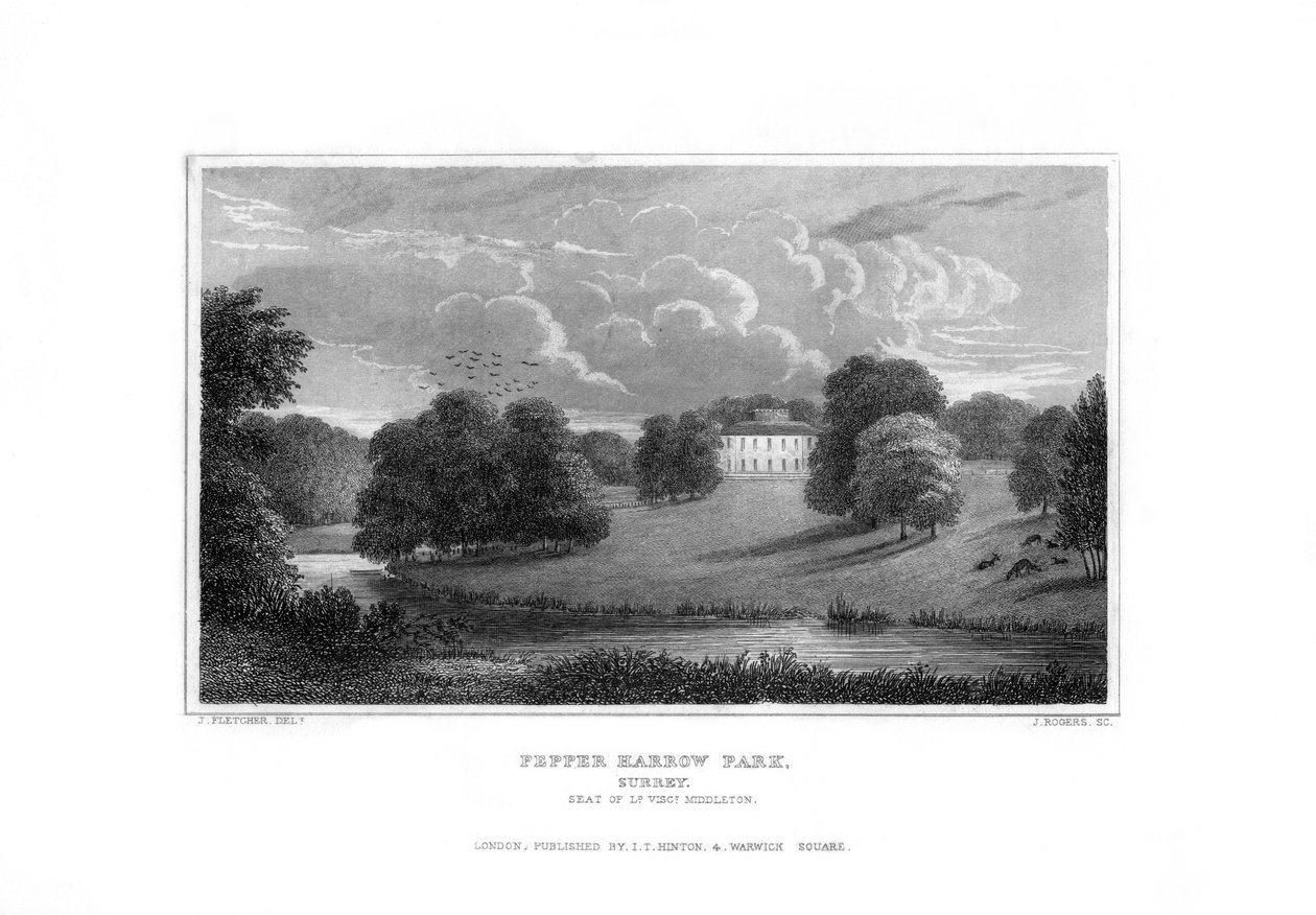 Pepper Harrow Park, Guildford közelében, Surrey államban, 1829. alkotó: J. Rogers