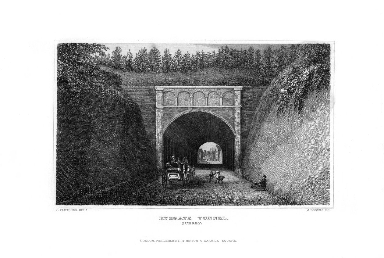 Ryegate alagút, Surrey, 1829. alkotó: J. Rogers