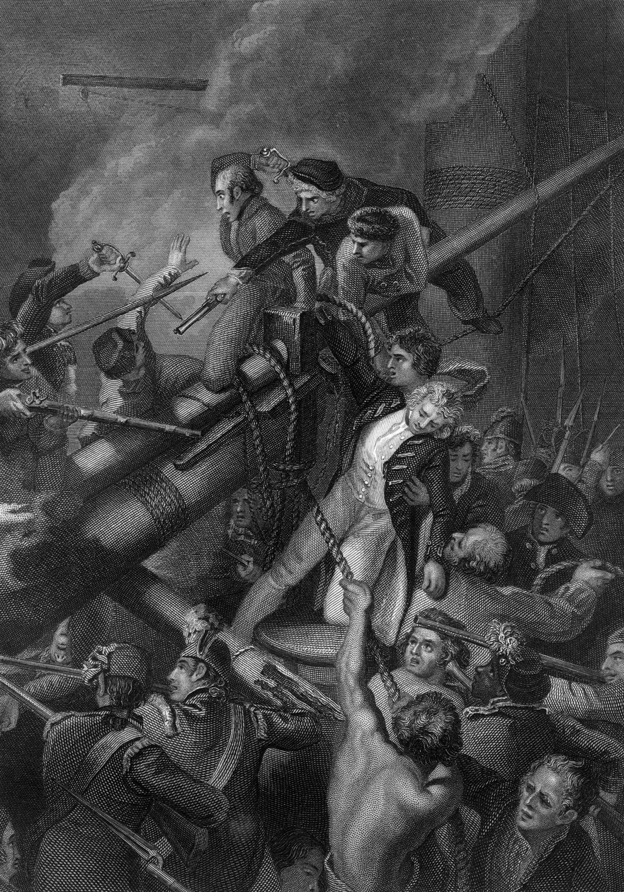 Faulknor kapitány halála, 1795 c1857 alkotó: J. Rogers