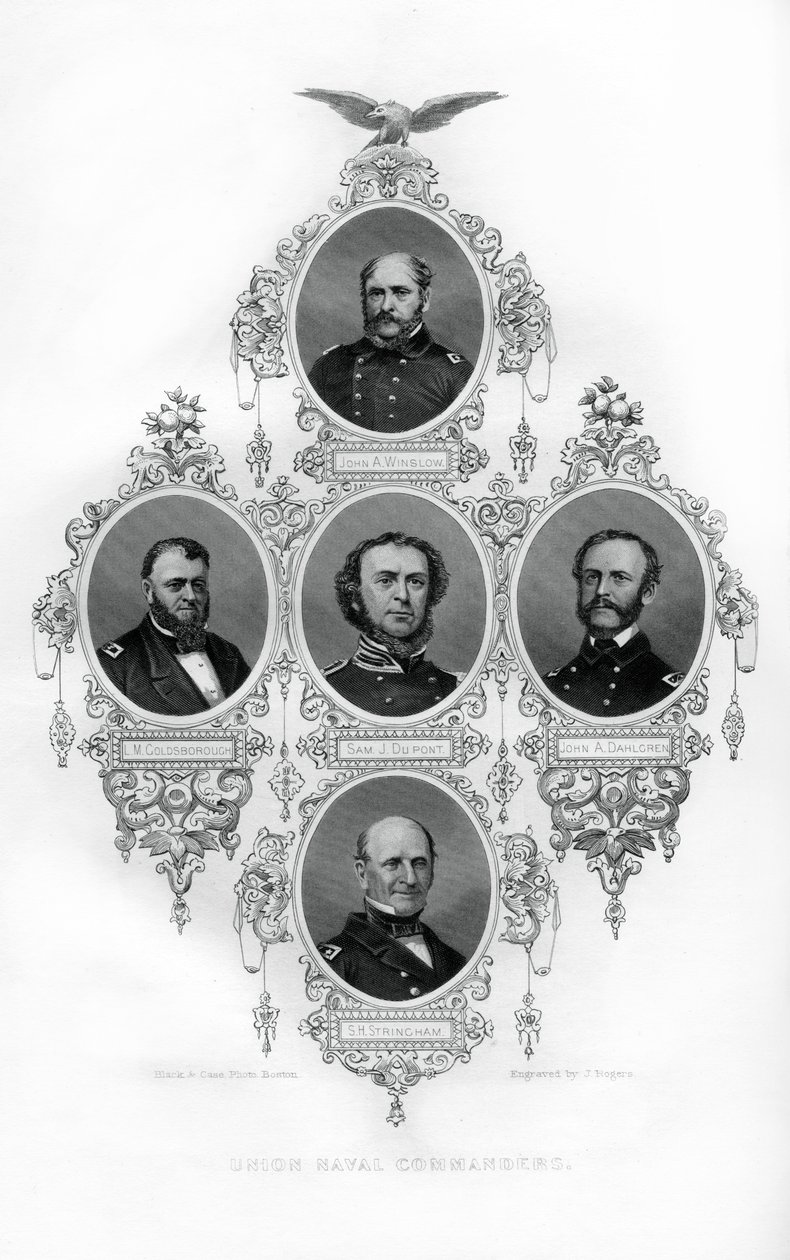 Union Civil War Admirals Winslow, Goldsborough, Du Pont, Dahlgren és Stringham, 1862-1867. alkotó: J. Rogers