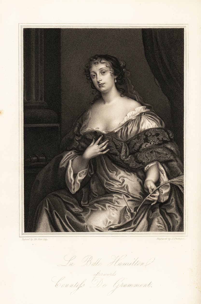 Elizabeth Hamilton, La Belle Hamilton, később de Grammont grófnő, Philibert de Grammont felesége, az egyik windsori szépség alkotó: J. Thomson