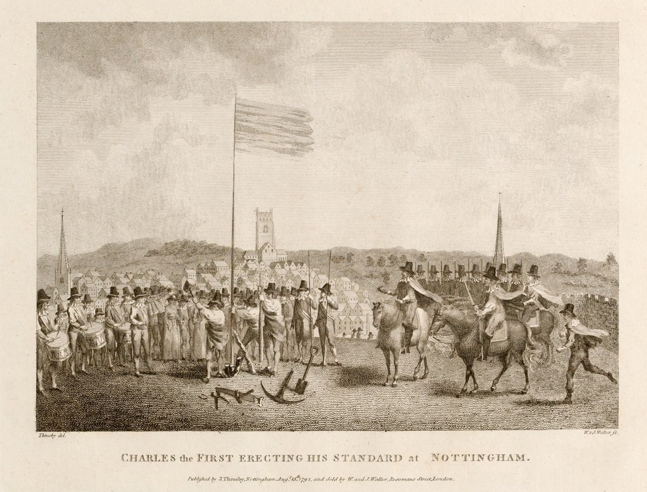 Charles the First felállítja a standardját Nottinghamben alkotó: J. Throsby