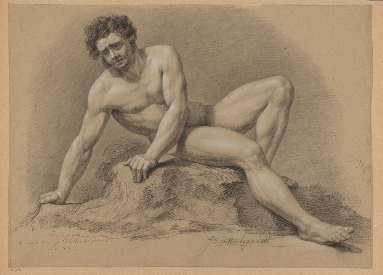 Ülő férfi akt, elölről nézve (2. díj 1810) alkotó: J. Uittenbogaardt