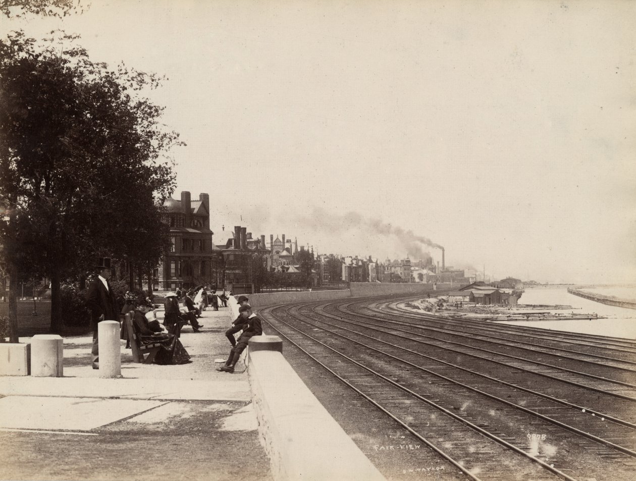 Kilátás a 35. utcáról északra nézve, Chicago, 1888 körül alkotó: J. W. Taylor