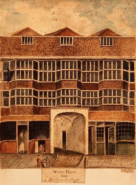 White Hart Inn, Bishopsgate Street, 1810 körül alkotó: J. Williams