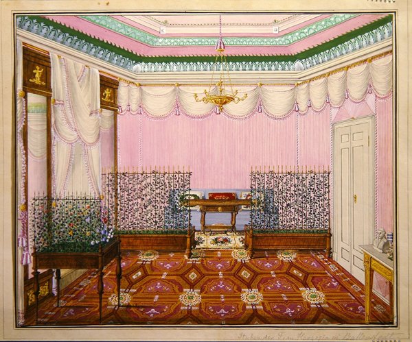 Egy neoklasszikus biedermeier írószoba a Schloss Ballenstedtben, Szász-Anhaltban alkotó: J. Willing