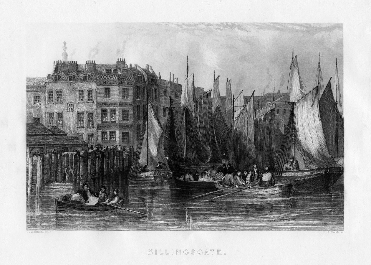 Billingsgate, London, 19. század. alkotó: J. Woods