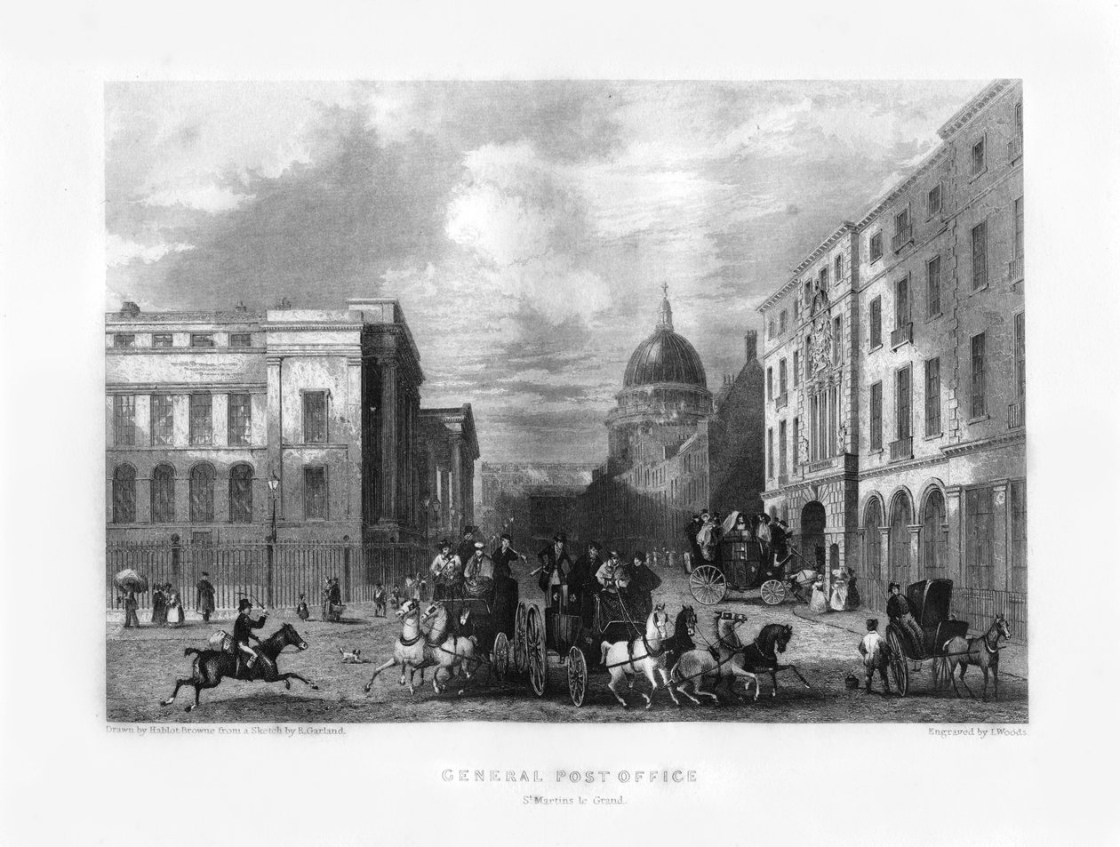 General Post Office, London, 19. század. alkotó: J. Woods