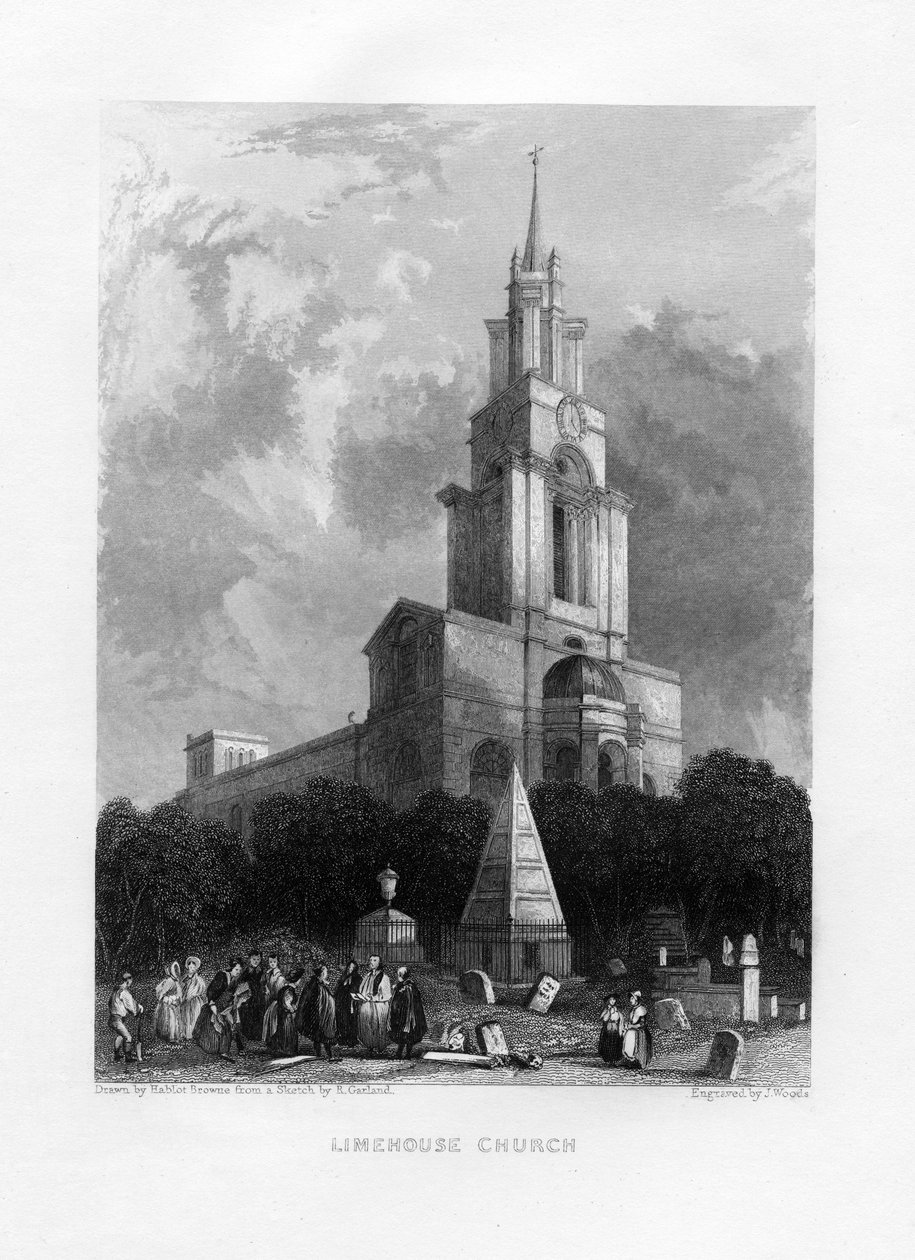 Limehouse Church, London, 19. század. alkotó: J. Woods