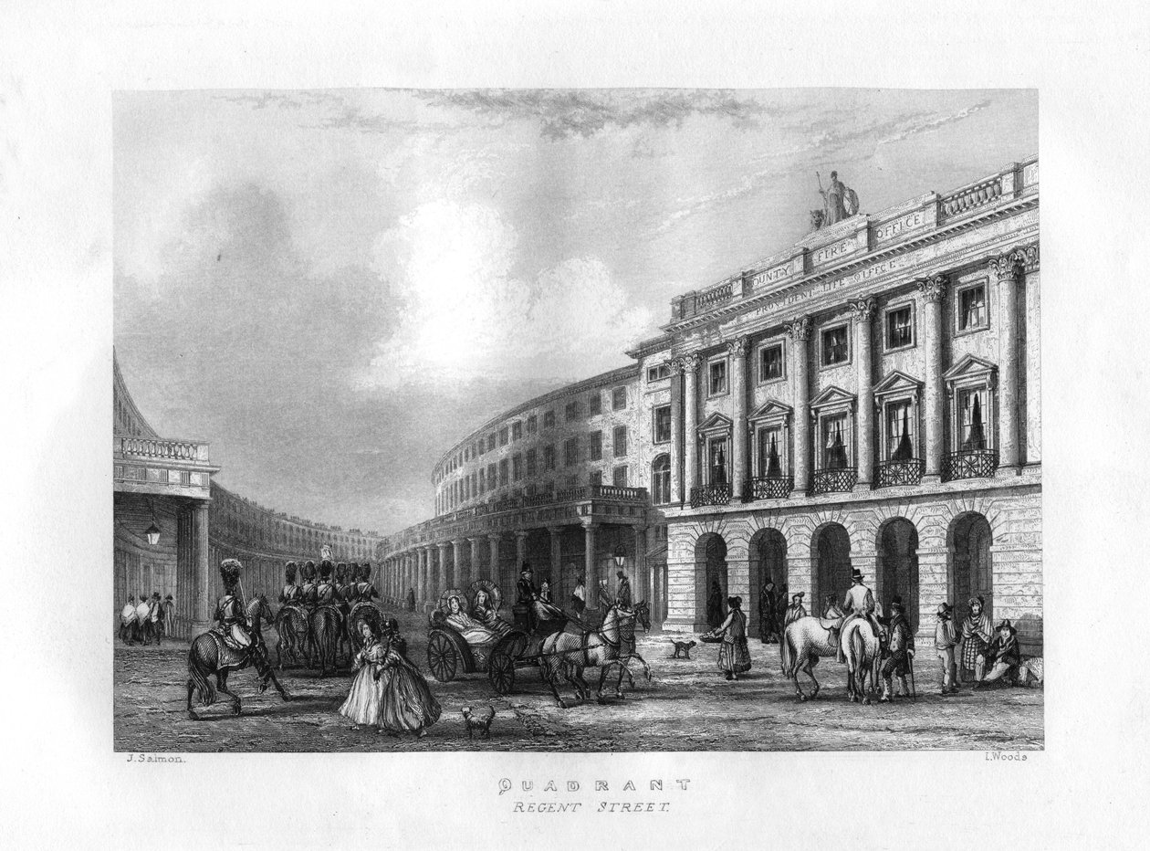 Quadrant, Regent Street, London, 19. század. alkotó: J. Woods