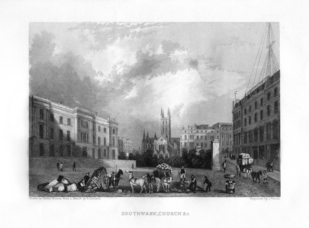 Southwark katedrális, London, 19. század. alkotó: J. Woods