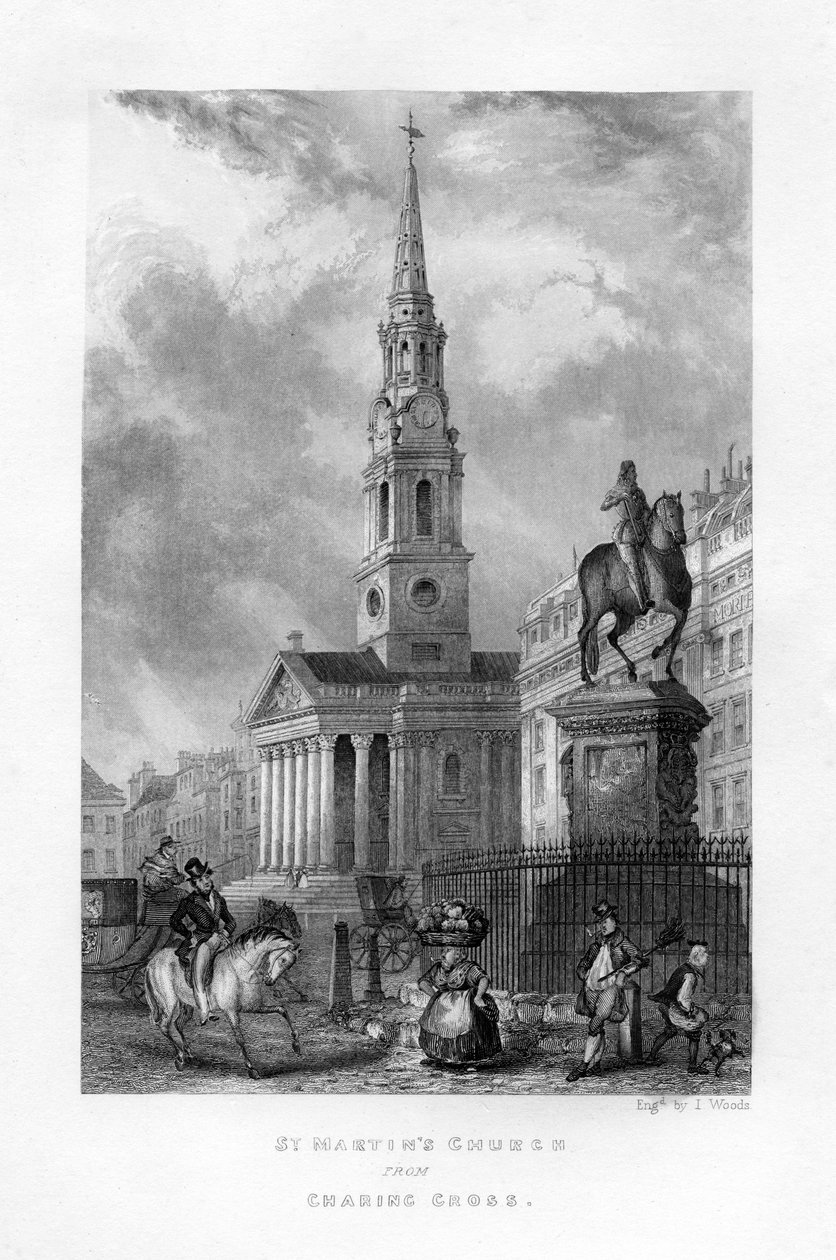 St Martins Church a Charing Crossból, London, 19. század. alkotó: J. Woods