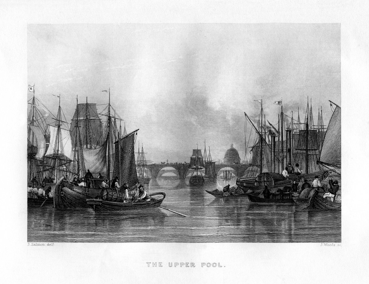 The Upper Pool, London, 19. század. alkotó: J. Woods