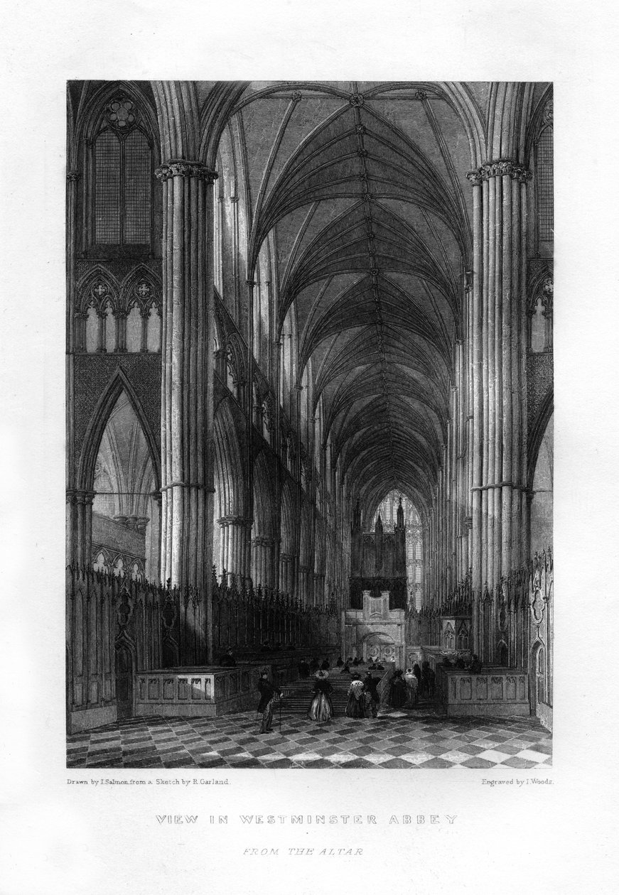 Westminster Abbey az oltártól, London, 19. század. alkotó: J. Woods