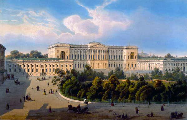 Mihail nagyherceg palotája, Kilátás a térről, Schmidt és Chevalier nyomtatása, Lemercier kiadása, Párizs, 1850-es évek alkotó: J. after Charlemagne
